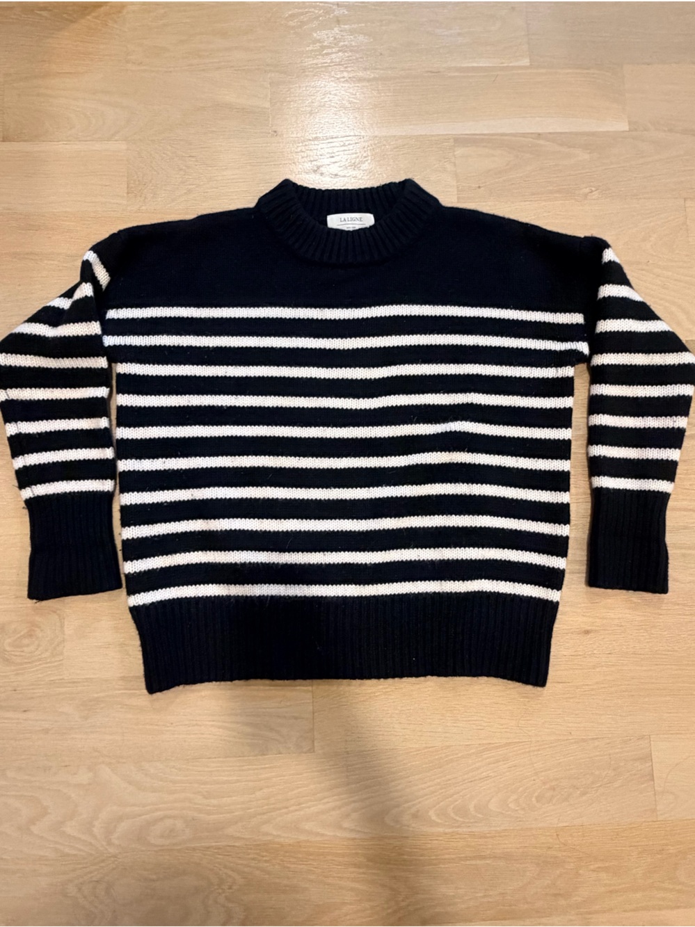 La Ligne Marin Black & White Striped Crewneck Sweater M
